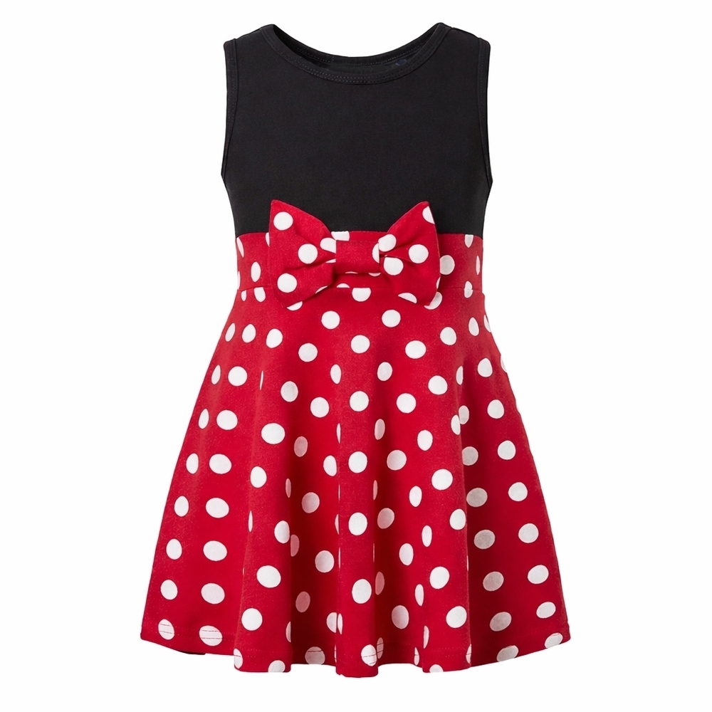 Toddler Red Polka Dot Bow Dress Minnie Style Girls 3T 4T Sleeveless